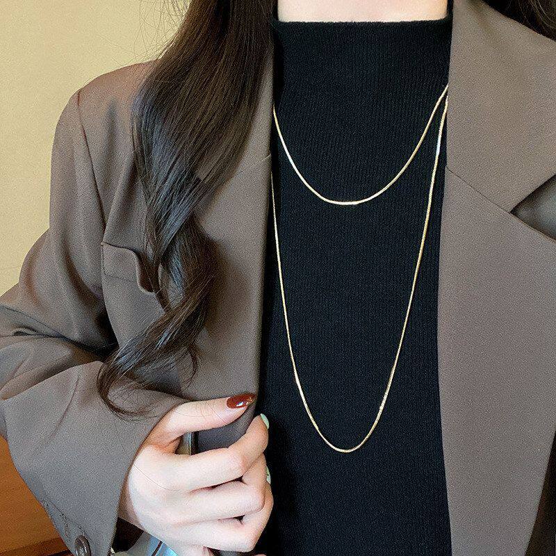 双女轻奢小众长款风高级感项饰项链层叠戴蛇骨百搭毛衣链时尚冷淡