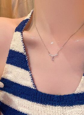 微锆石项链百搭设计钢锁骨小众