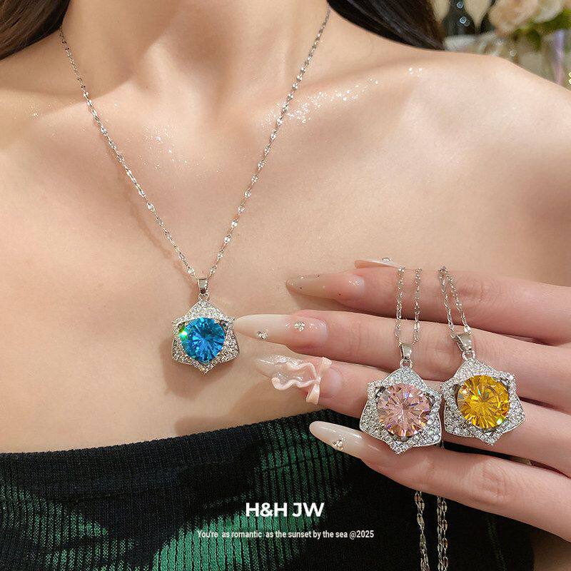 颈链星吊坠轻奢小众时尚2026女款轻奢芒高级感锁骨新款项链圆形链