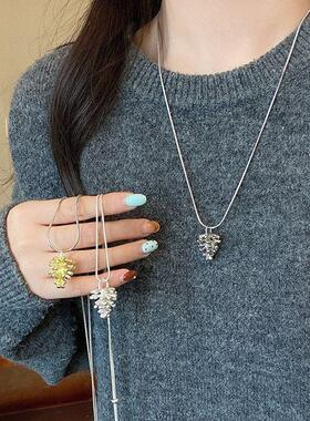 轻奢小众韩系复古个性项链银色
