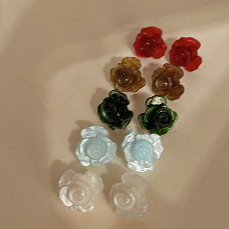 耳钉小众花朵百搭多层银针彩色批发设计感多巴胺耳环简约耳饰休闲