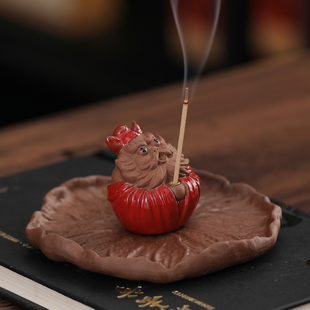 钟馗香插小摆件陶瓷线香底座线香香插茶桌工位桌面玄学防小人神器