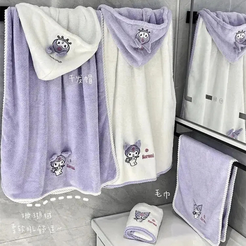 卡通库洛米女柔软亲肤吸水速干毛巾浴巾干发帽2025新款