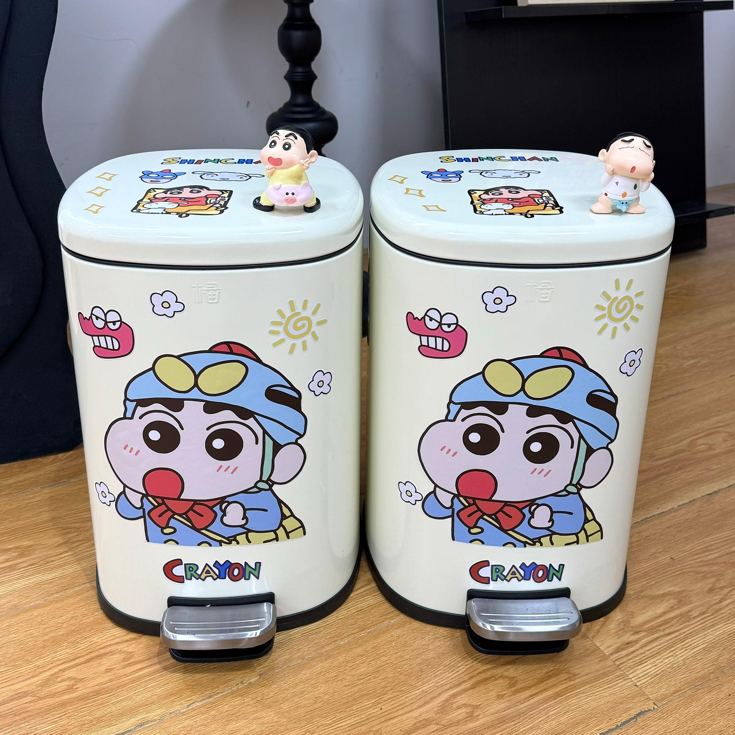 新款蜡笔小新厨房垃圾桶家用轻奢高档客厅脚踩脚踏式大号容量带盖