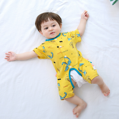 婴幼儿夏装连体衣服夏p季短袖男童宝宝开档开裆裤薄款网红哈衣一