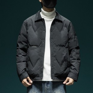 领外 90鸭绒轻薄羽绒服男宽松大码 2024冬季 新款 户外R防风保暖衬衫