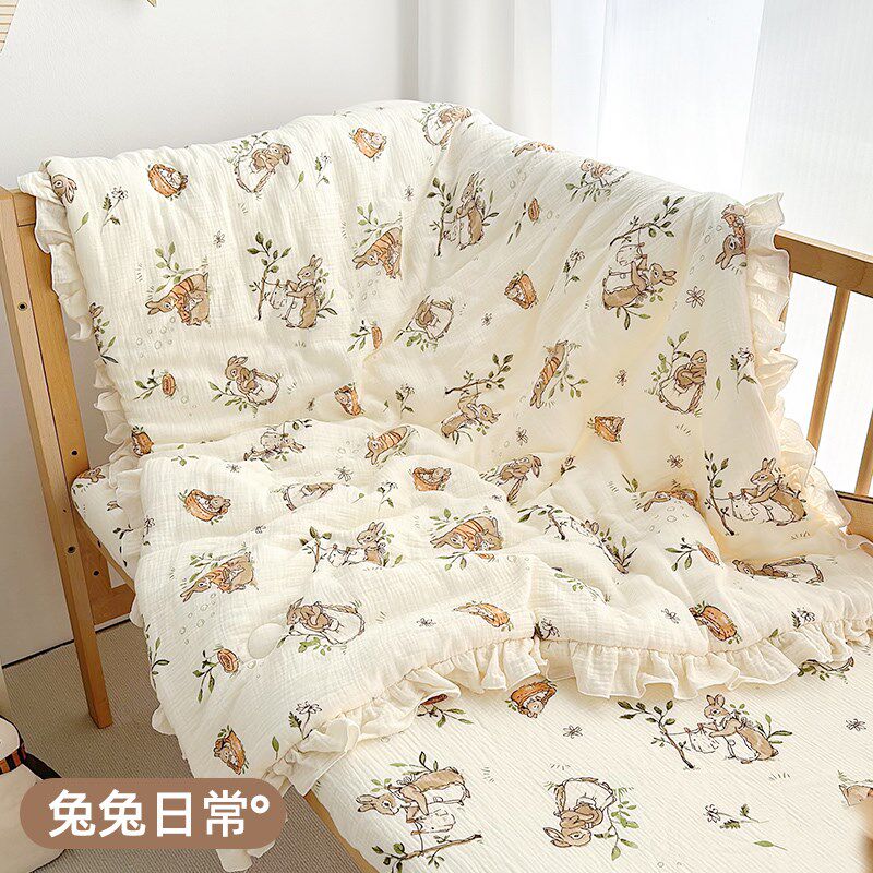 婴儿被子宝宝专用秋冬q纯棉纱布四季通用新生儿小盖被超软糯空调