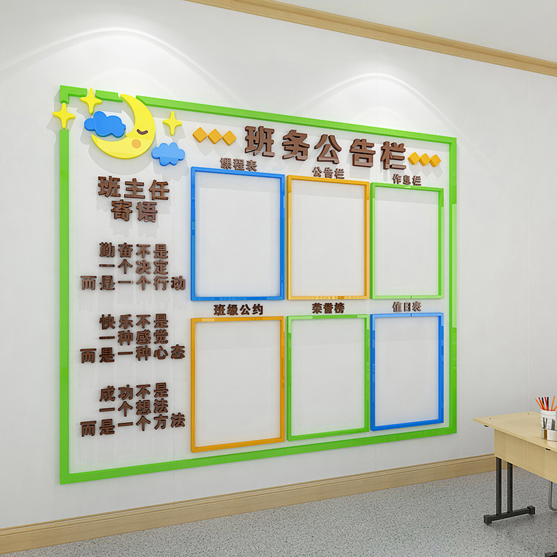 班级布置教室装饰班务公告栏展y示板文化墙贴房间墙纸小学环创主