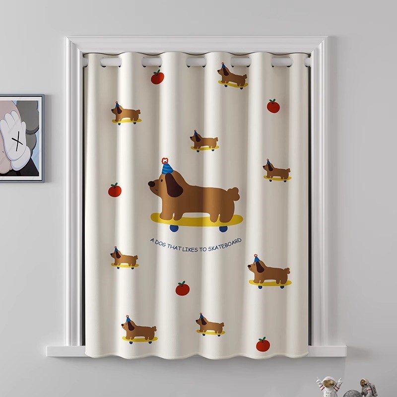 梵娇居家布艺e小窗帘遮光2025新款免打孔简易安装儿童房男女孩厨