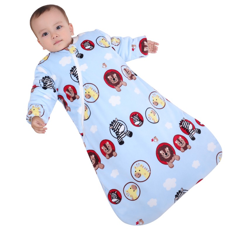 婴儿睡袋宝宝春秋冬季婴幼儿童z冬款防踢被神器加厚连体睡衣豆豆