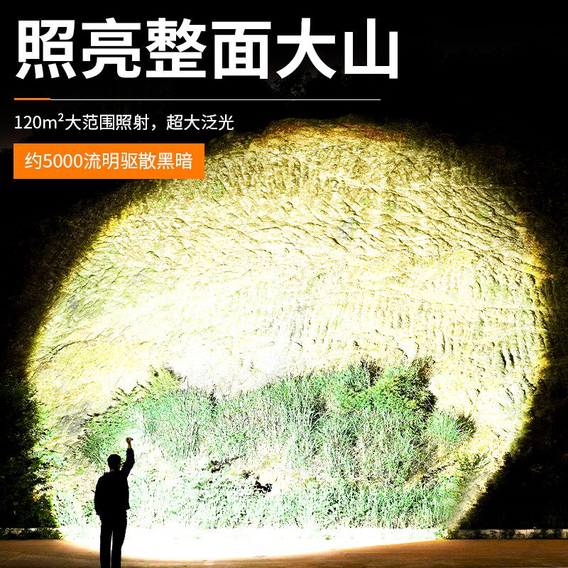 手电筒强光充电大容量超长u续航户外巡逻远射小型便携镭射炮照明