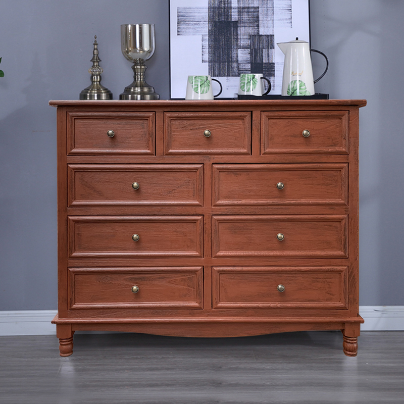 斗柜美式实木卧室客厅收纳v储物柜餐边柜五斗柜矮柜小柜子床头边