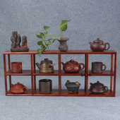 花梨实木博古架台面三层置物架紫砂茶壶茶杯架子V古玩玉器展示架