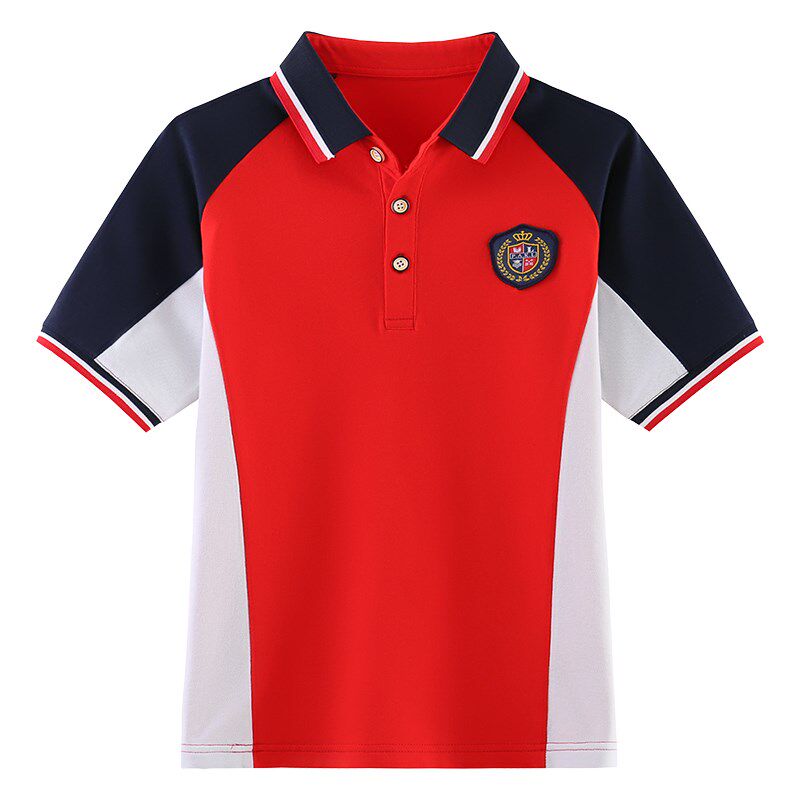 男童短袖ct恤小学生polo衫夏装儿童夏季校服班服中大童上衣学院风