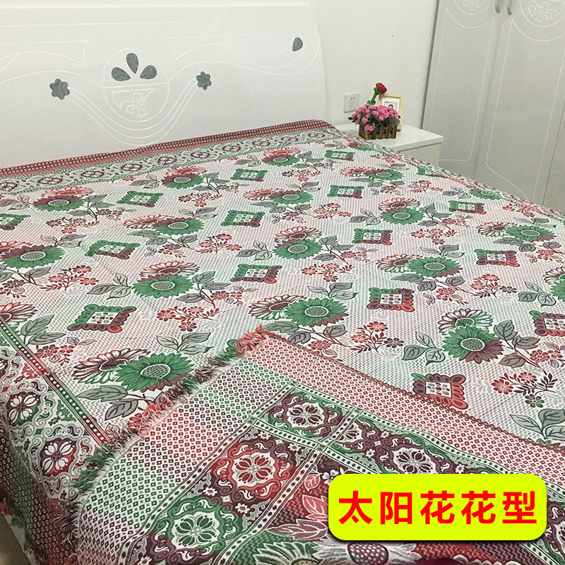 老式纯棉针织线毯夏季床单v加厚防滑双人单件沙发毯复古老粗布美
