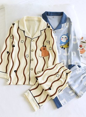 2024a新儿童睡衣春秋纯棉a类卡通棉毛长袖男孩全棉保暖宝宝家居服