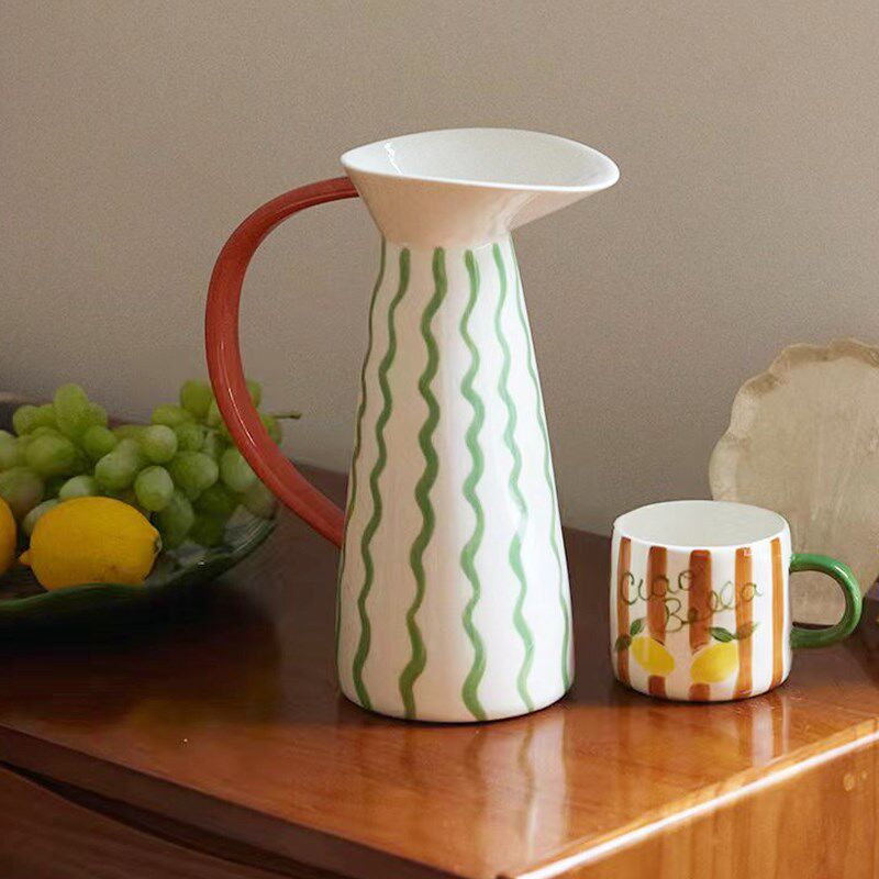 sort中国MIO NoIDO海岛撞色手绘陶瓷餐具餐盘碟沙拉碗花瓶条纹波