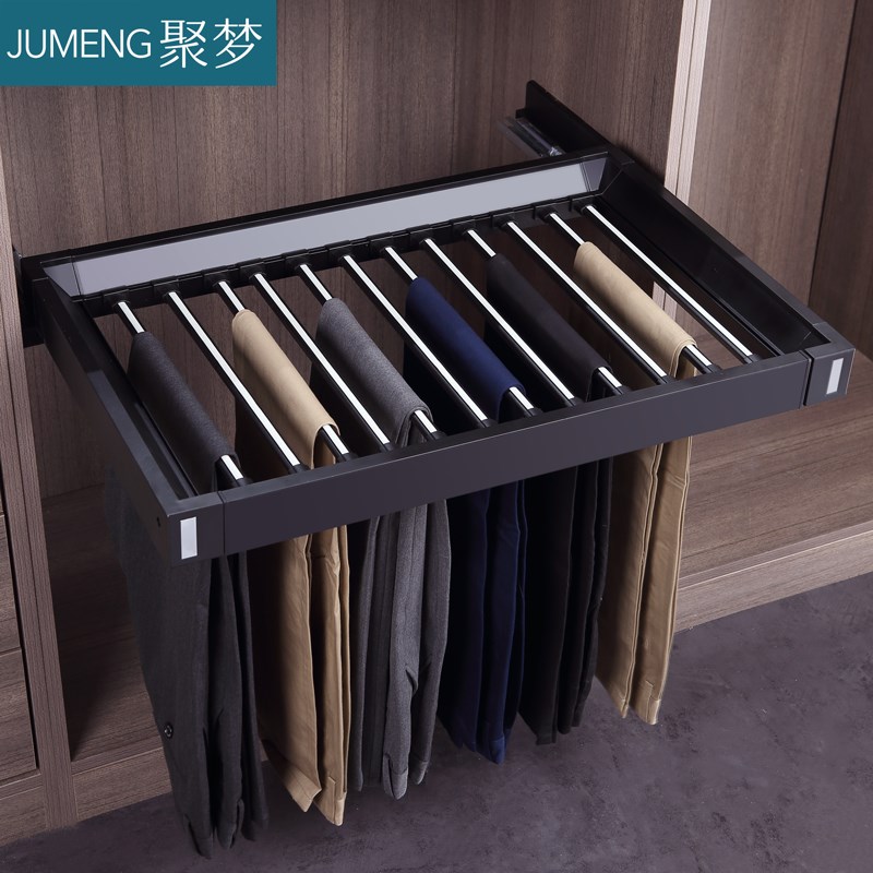 裤架伸缩衣柜家用多功能伸缩裤架抽拉式拉篮挂P裤抽架柜内五金配