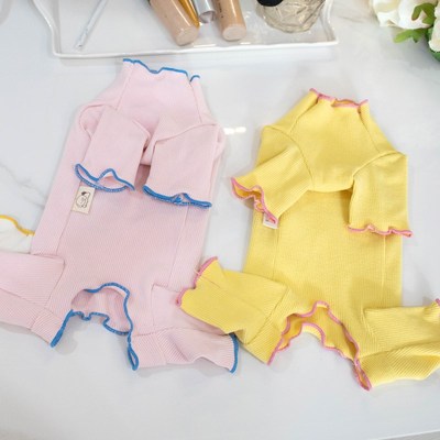 春秋款女泰c迪比熊宠物狗狗衣服小型犬幼犬四脚衣包肚子衣内搭