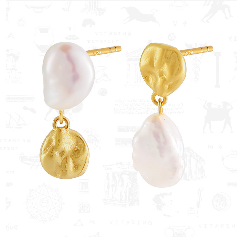 VITARING耳环女925银不对称天然淡水珍珠耳钉不规则小众设计耳饰,珠宝/钻石/翡翠,耳饰,淘宝优惠券,粉丝福利购,淘宝优惠卷