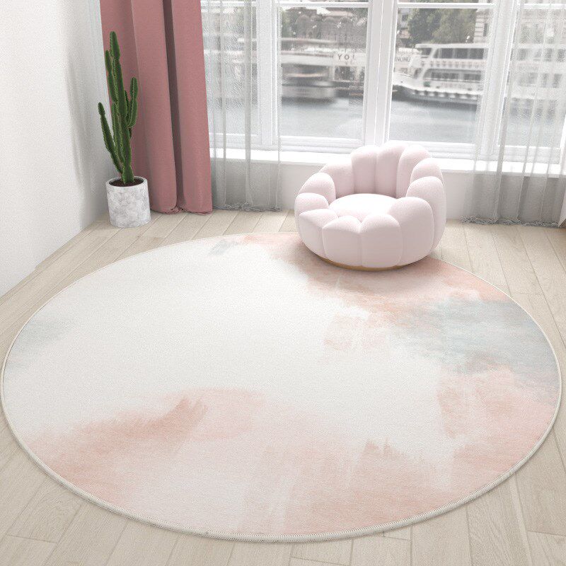 ins风圆形地毯粉色少女心家用卧室床边毯电脑椅转椅Y梳妆台防滑垫
