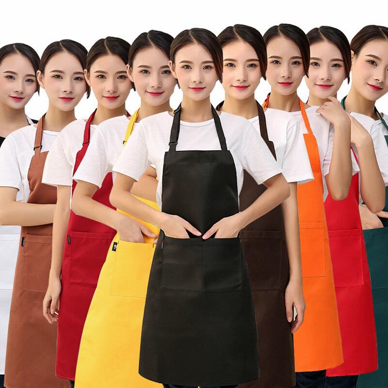 酒店咖啡厨师工作服厨房围裙定制logo挂脖可调节成人罩衣防污外贸