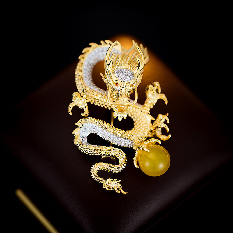 2024年新款中国风龙形胸花潮男女通用西装外套别针高档生肖龙胸针