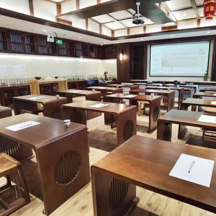仿古国学桌子幼儿园培训班课桌椅学生实木书法桌中式围棋桌茶艺桌