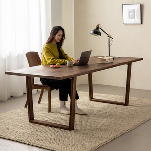 北美黑胡桃木全实木餐桌长方形桌子家用餐厅饭桌纯实木大板桌茶桌