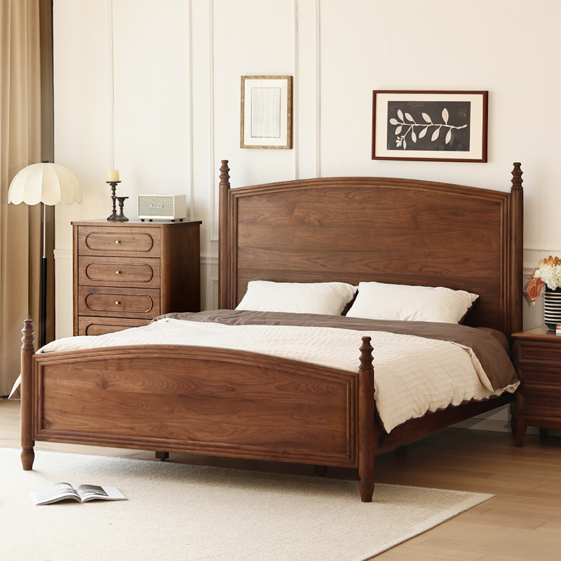 美式床晨物全实木北美黑胡桃木