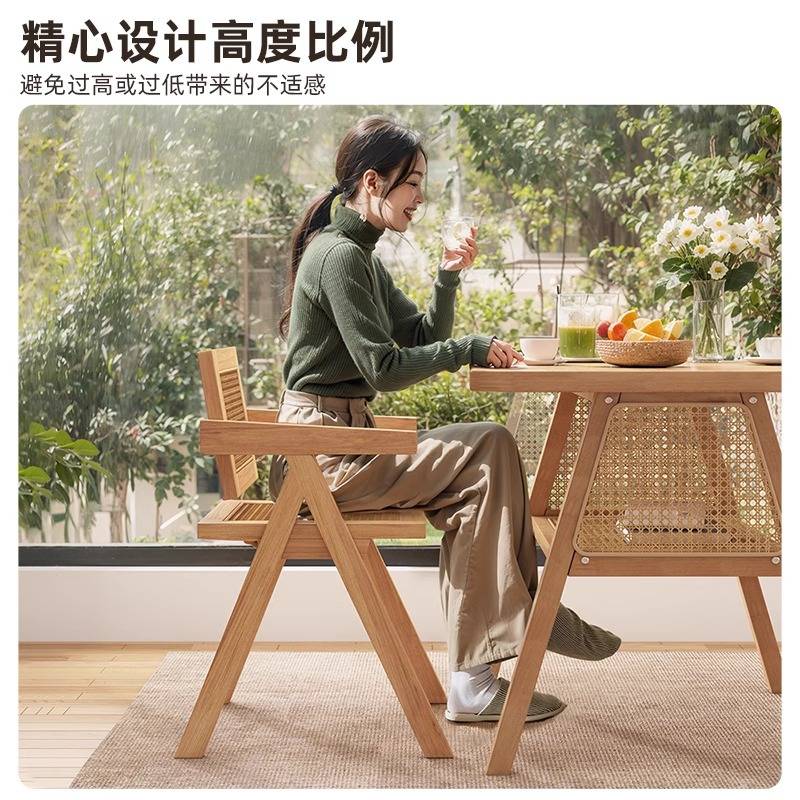网红阳台小桌椅藤编三件套小户型家用一桌两椅圆形实木茶桌椅组合