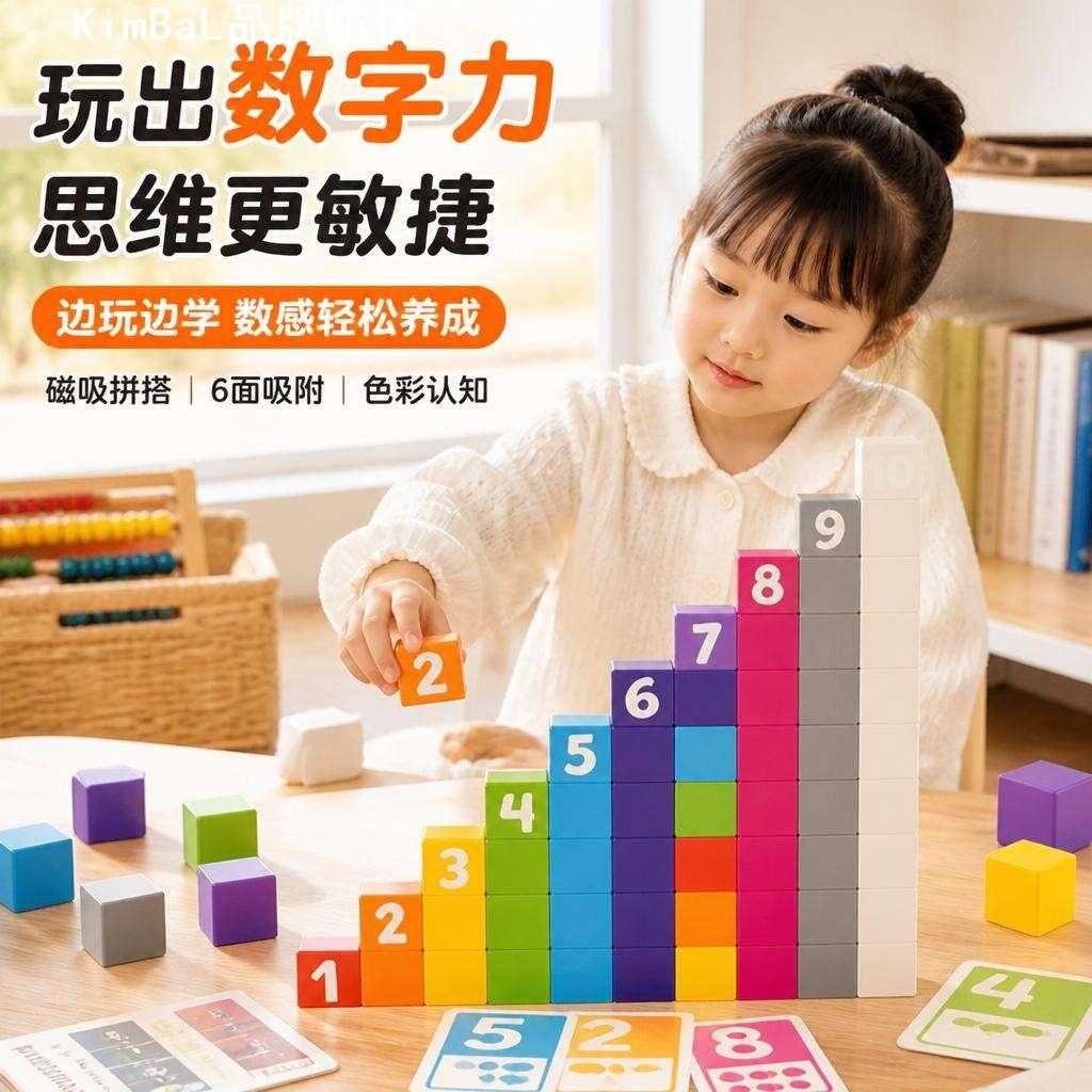 数字积木磁力方块三厘米六面磁吸