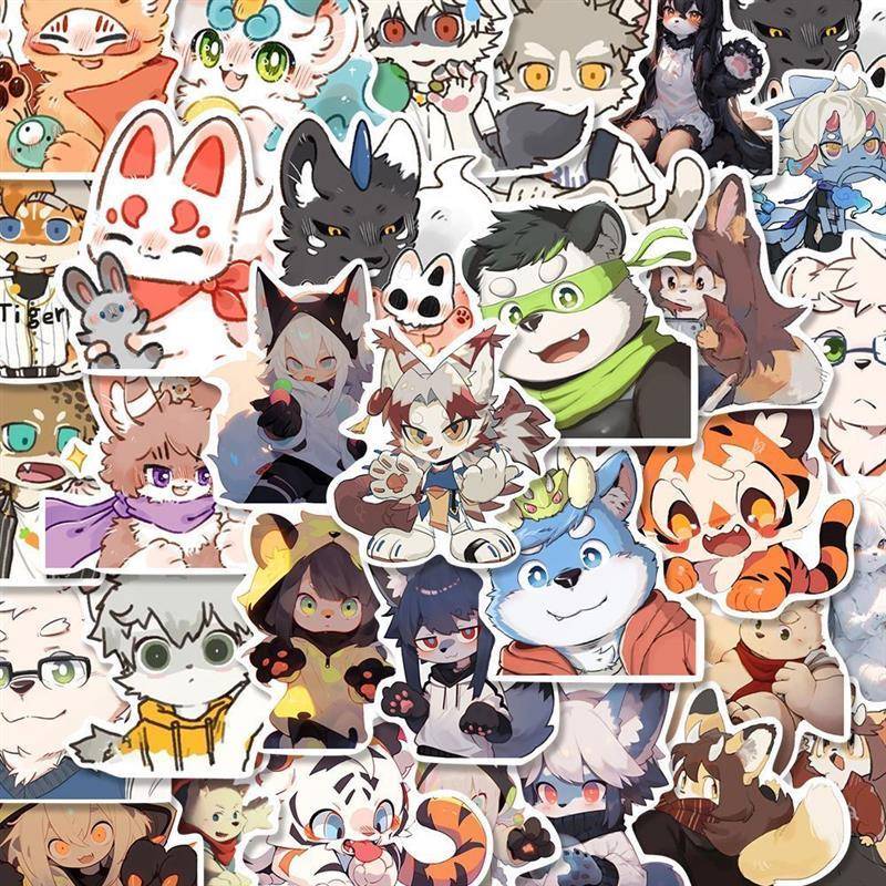 51张卡通可爱Q版furry兽控周边贴纸ins爆款贴画防水diy笔记本电脑