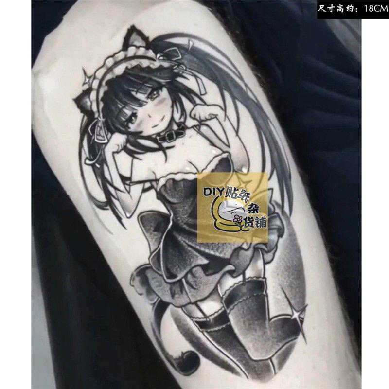 动漫约会大作战cos周边时崎狂三纹身贴黑白花臂男女二次元防水