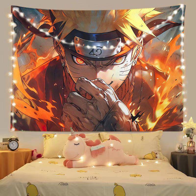 新款火影忍者漩涡鸣人动漫卡通动漫背景宿舍房间床头装饰墙布挂布
