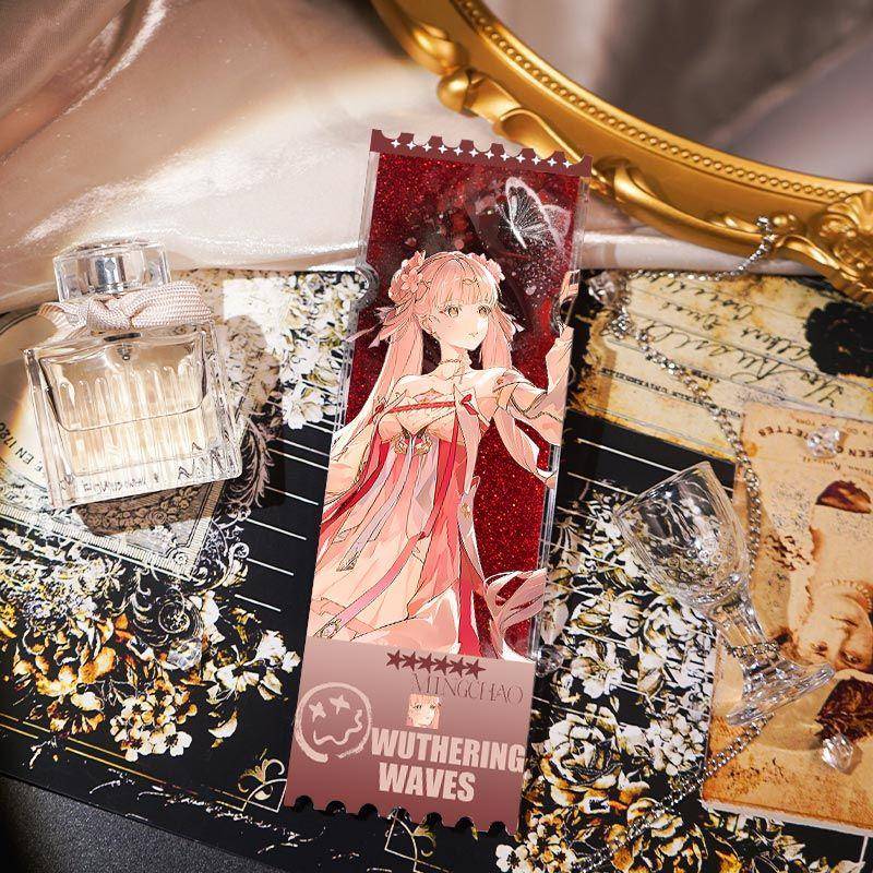 鸣潮新皮肤流沙票根今汐桃夭灼灼亚克力流沙票根立牌学生桌面摆件