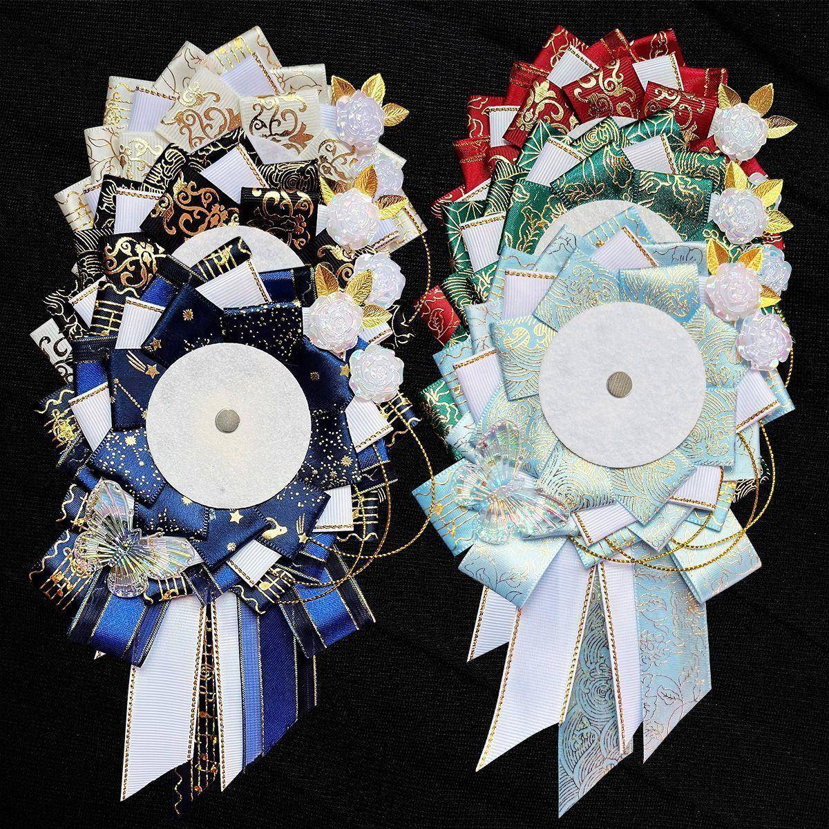 白菜价吧唧托拖尾痛包配饰谷美装饰物华丽徽章托成品58-75mm谷子