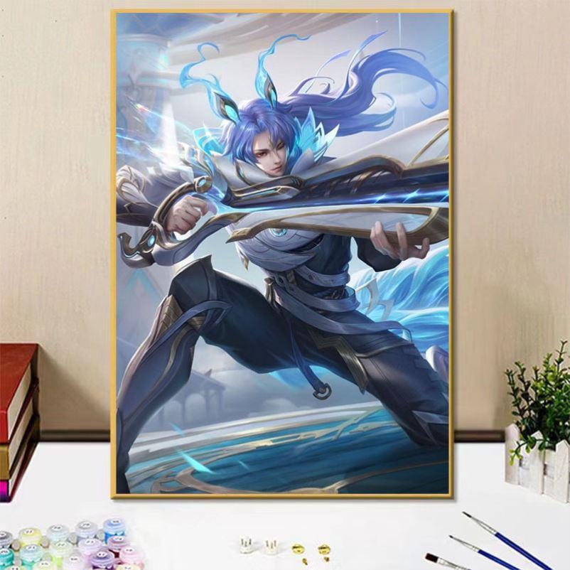 王者荣耀男英雄百里守约diy数字油画手绘填色涂鸦画卧室装饰挂画图片