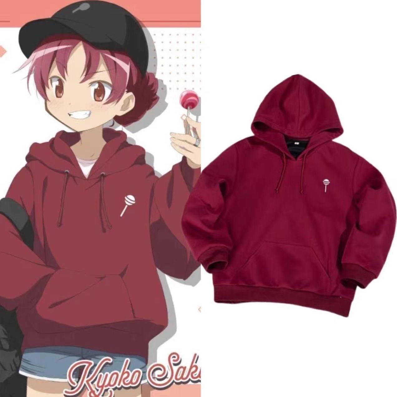 魔法少女小圆佐仓杏子同款棒棒糖酒红色连帽卫衣女男二次元cos服