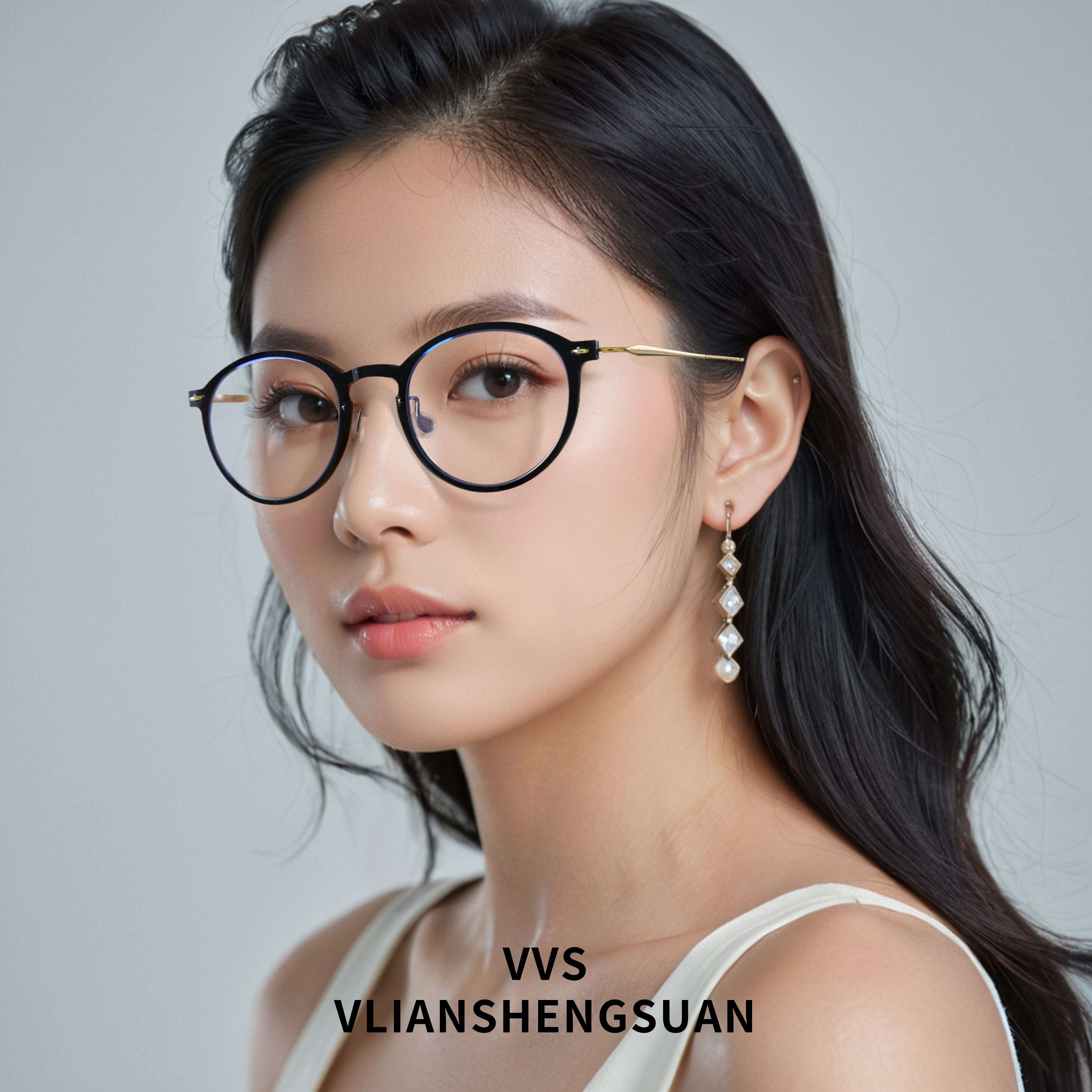VVS眼镜防蓝光超轻钛时尚圆框复古风韩版休闲舒适轻便高级6541-1