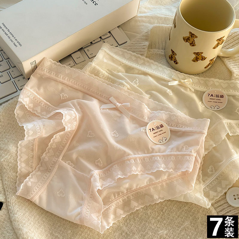 女士内裤性感蕾丝可爱亲肤网纱内裤女透气纯棉裆7A抑菌女士三角裤