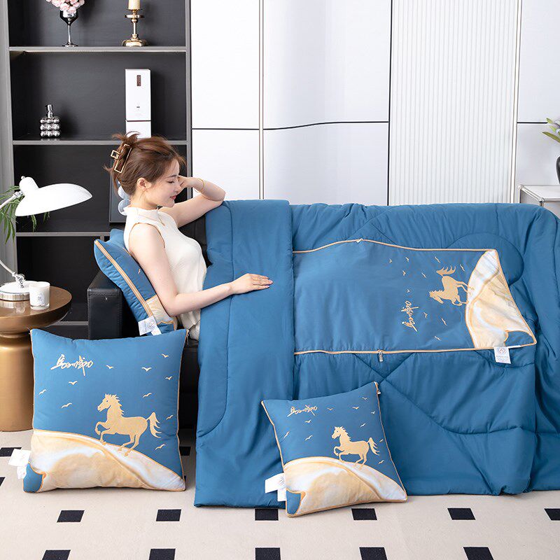 全棉!抱枕被子两用二合一夏季办公室车用午睡靠枕毯子.枕头夏凉被