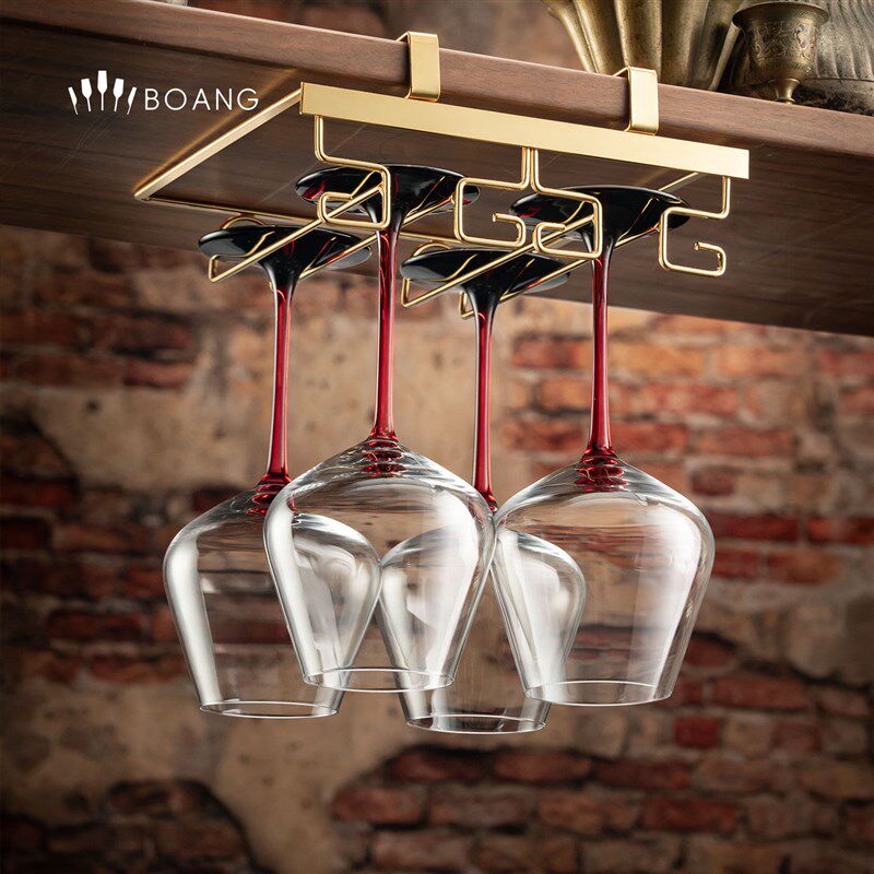免打孔红酒杯架子倒挂高脚杯家用收纳架酒柜内展示支W架轻奢悬挂