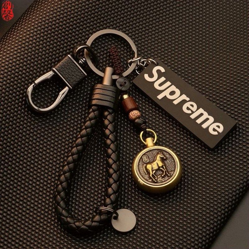 男女汽车钥d匙扣黄铜十二生肖钥匙链手工挂件复古创意男转钱手把