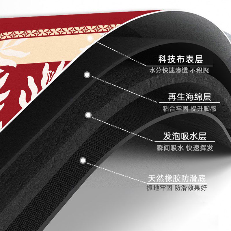 红色浴室地垫喜庆卫生间厕所超强吸水脚I垫家用进门口防滑耐脏地