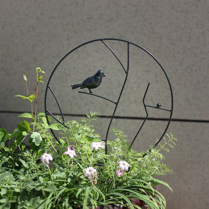 复古做旧新中式圆圈小鸟s架爬藤架盆栽装饰摆件铁艺花插田园包邮