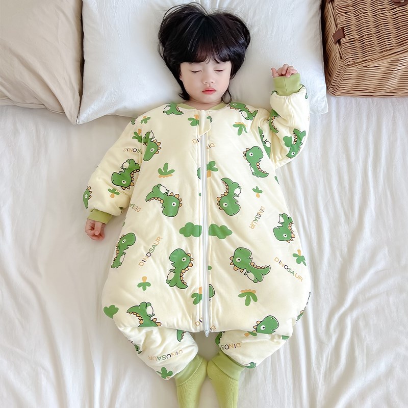 儿童连体a睡衣秋冬季加厚保暖男童睡袋秋冬款中大童男宝宝冬天防