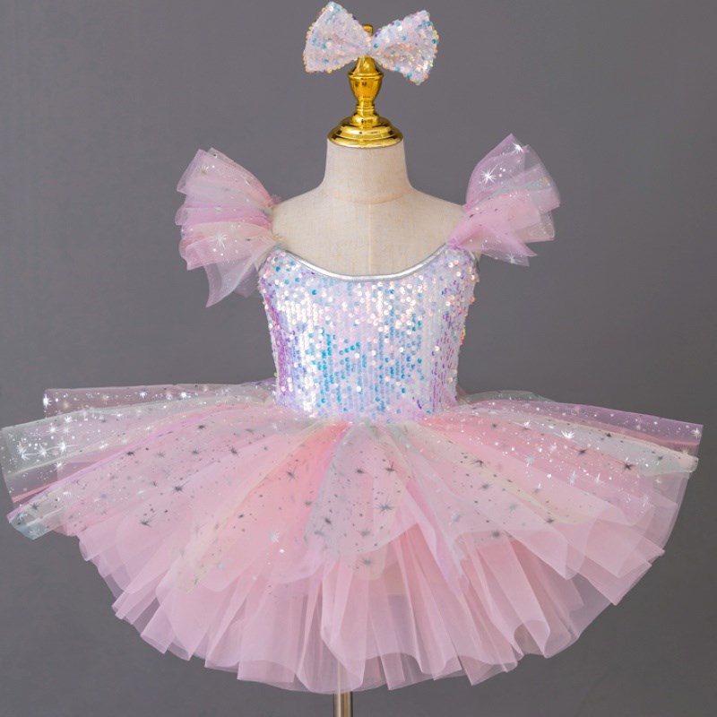六一儿童演出服蓬蓬纱裙亮片幼儿园舞蹈表演服女孩U公主连衣裙礼