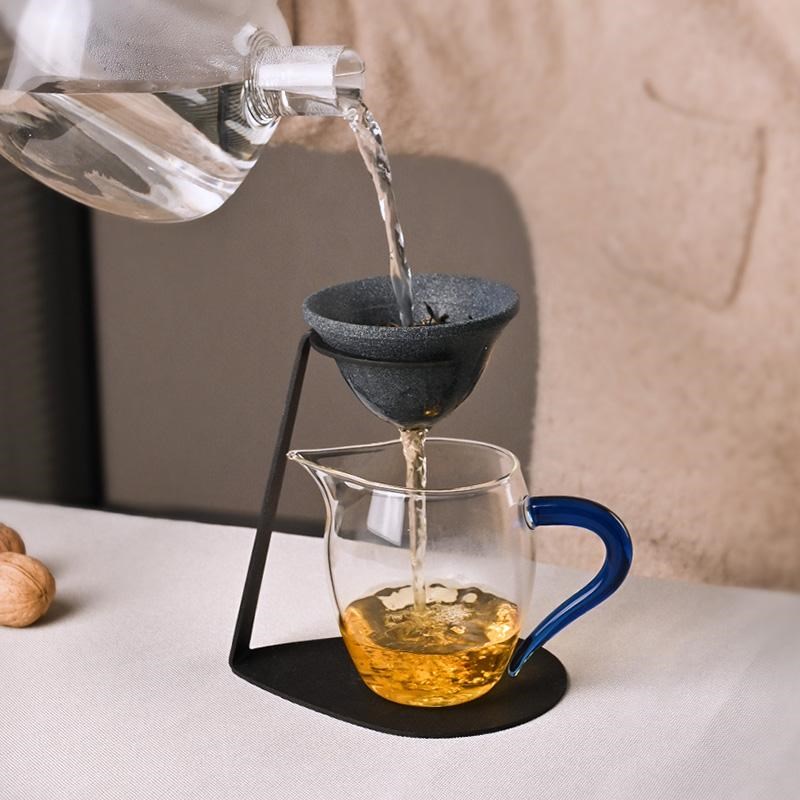 陶瓷无孔茶漏过滤器家用茶滤茶具配件茶滤K茶漏一体公道杯泡茶神