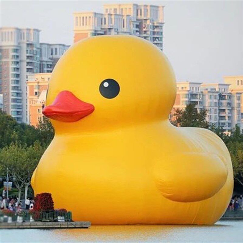 充气网红水上闭气大黄鸭大白鹅气模定制I大型景点户外漂浮卡通气
